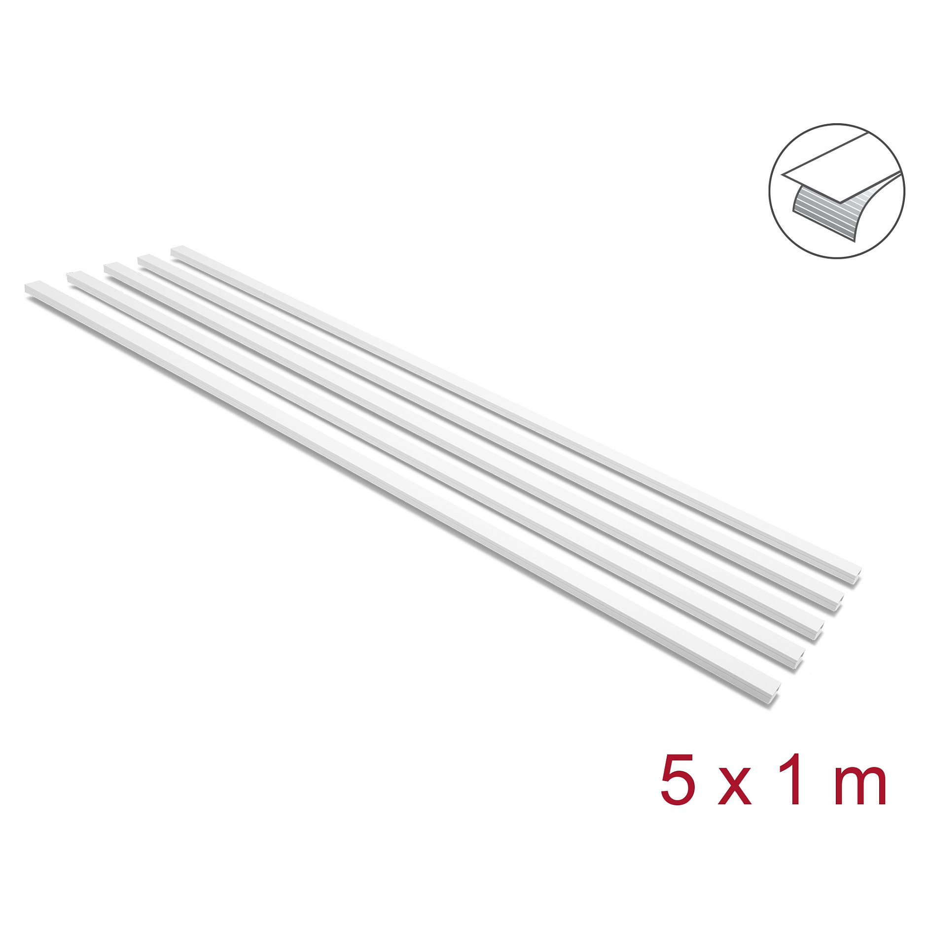 Kabelkanal selbstklebend mit Schiebedeckel 20 x 10 mm - Länge 1 m 5er Pack weiß