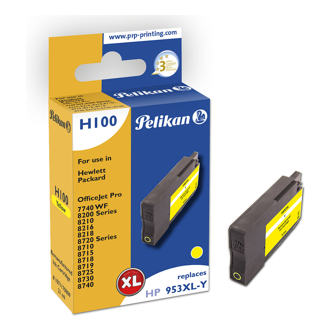 Pelikan H100 Yellow ink cartridge