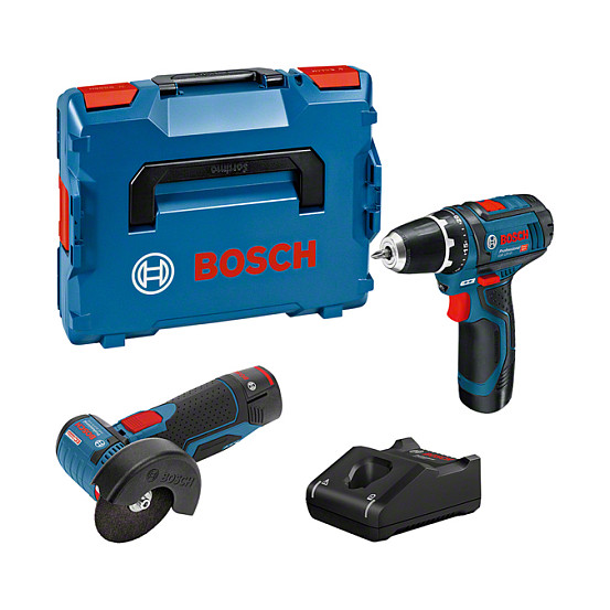 Bosch GSR 12V-15 + GWS 12V-76 +2 batteries 2 Ah + GAL 12V-40 (L) Professional Werkzeuge