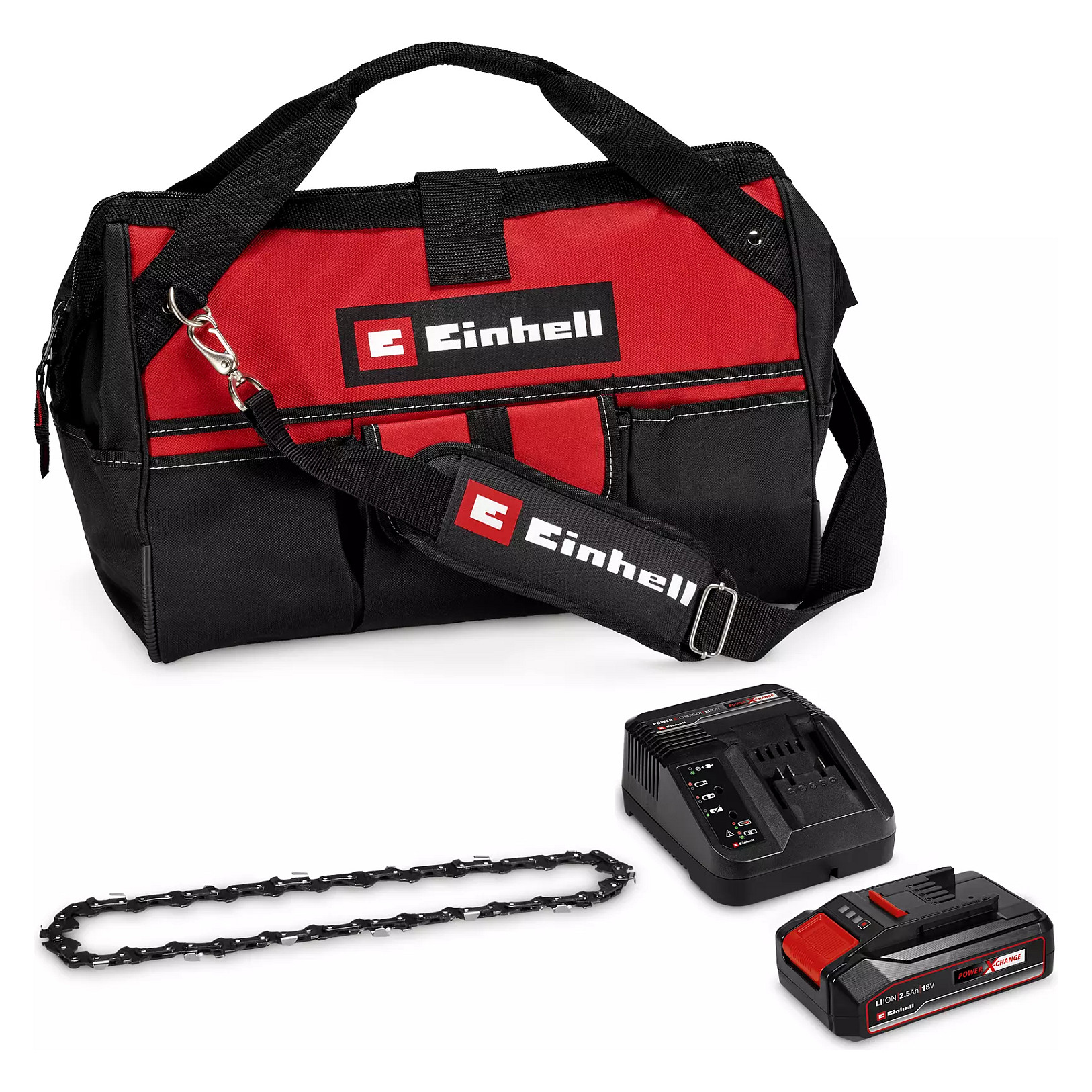 Power X-Change Akku-Astkettensge GE-PS 18/15 Li Bag Kit, 18Volt (schwarz/rot, Li-Ionen Akku 2,5Ah)