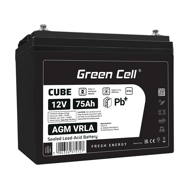 Green Cell AGM12V75AH-J UPS battery