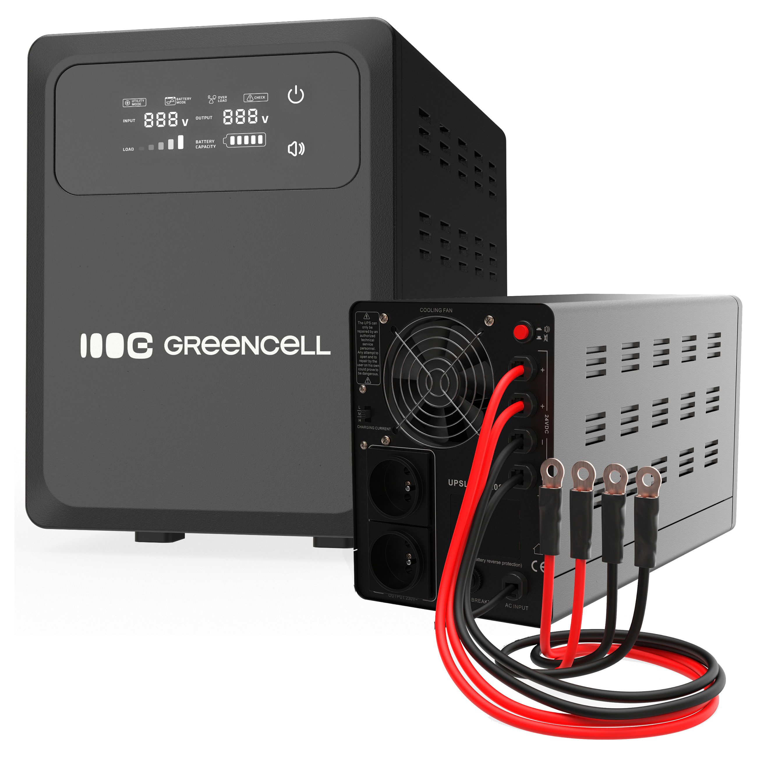 Green Cell UPSLPPC1200 Uninterruptible Power Supply AVR UPS 2000VA 1200W PowerCore 24 VDC with LCD Display