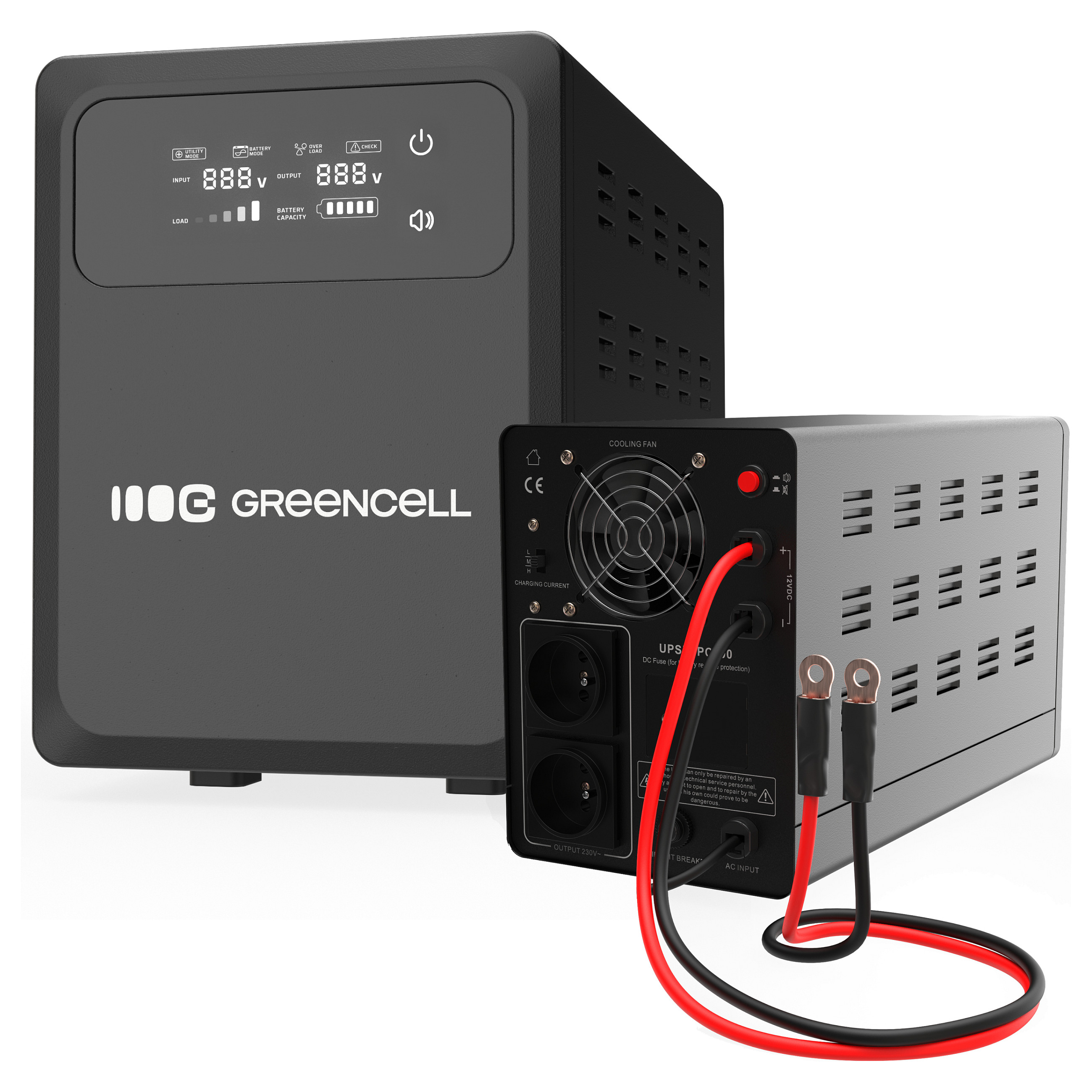 Green Cell UPSLPPC500 Uninterruptible Power Supply AVR UPS 800VA 500W PowerCore 12 VDC with LCD Display USV & Stromversorgung