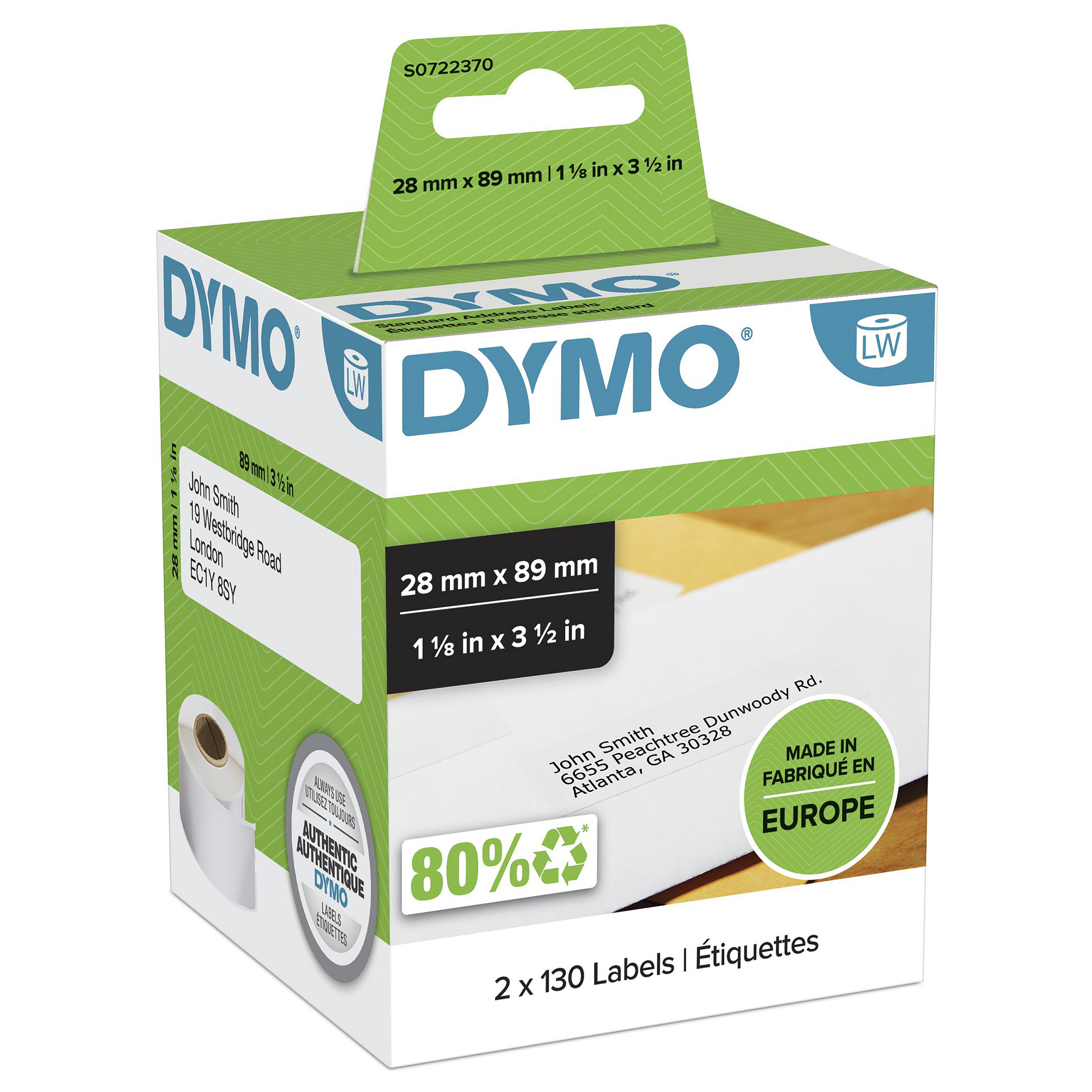 Dymo LabelWriter Etiketten - Schwarz auf Weiß 28 x 89 mm Drucker