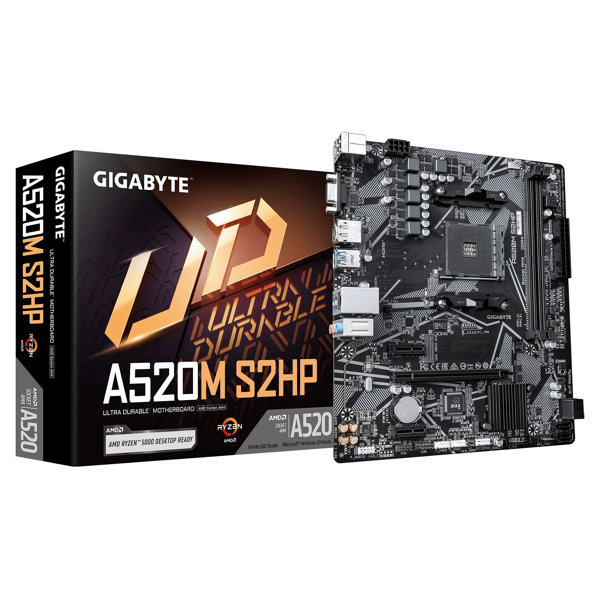 GIGABYTE A520M S2HP AM4 2xDDR4 D-sub HDMI DP M.2 Mainboards AMD