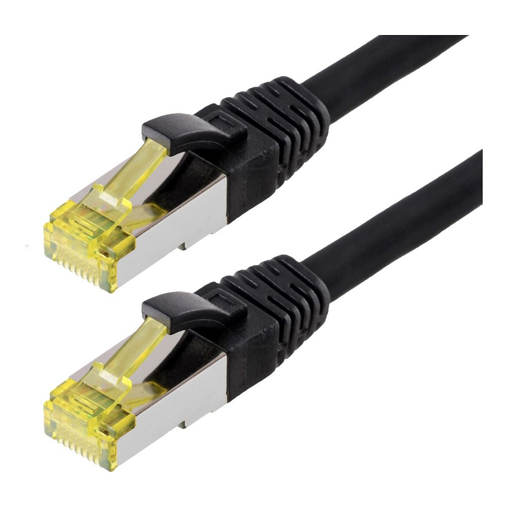 helos Patchkabel Cat 6a S/FTP RJ45 schwarz 10m AWG26/7 LSZH GHMT