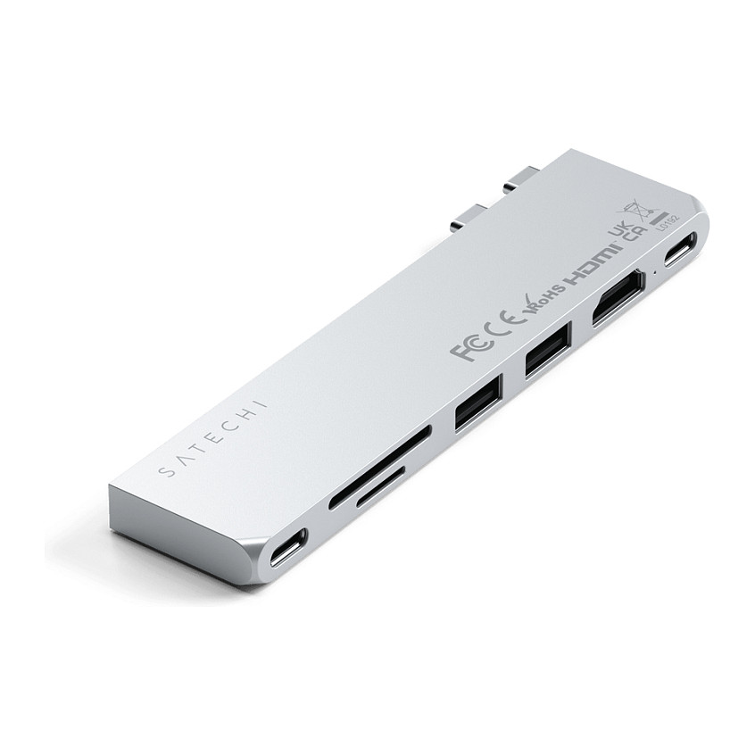 Satechi USB-C Pro Hub Slim Adapter, Silber, ST-HUCPHSS
