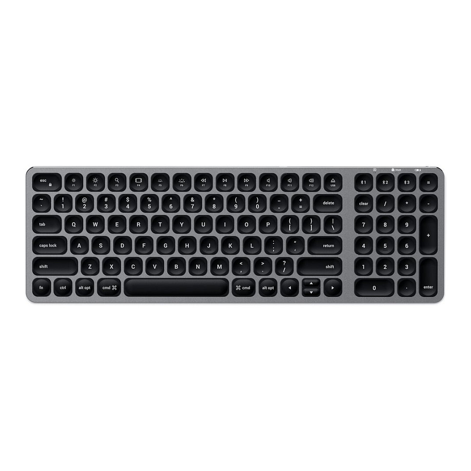 Satechi Aluminium BT Backlit Tastatur, Space Grau, Bluetooth, Deutsch, ST-ACBKM-DE
