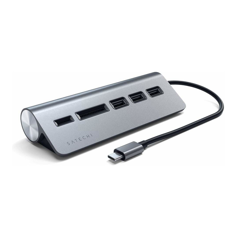 Satechi Type-C Aluminum USB Hub & Card Reader, Space Grau, ST-TCHCRM Zubehör Notebooks