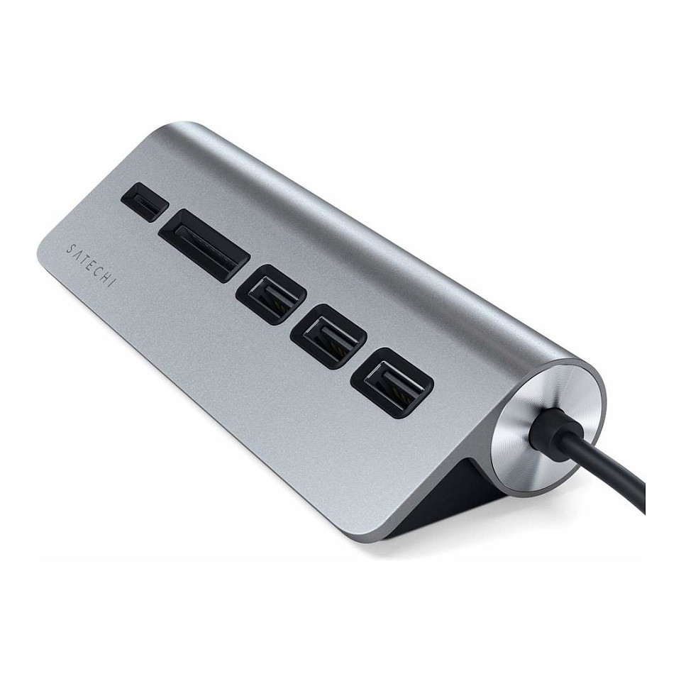 Satechi Type-C Aluminum USB Hub & Card Reader, Space Grau, ST-TCHCRM