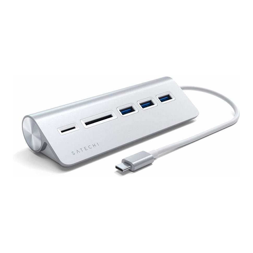 Satechi Type-C Aluminum USB Hub & Card Reader, Silber, ST-TCHCRS