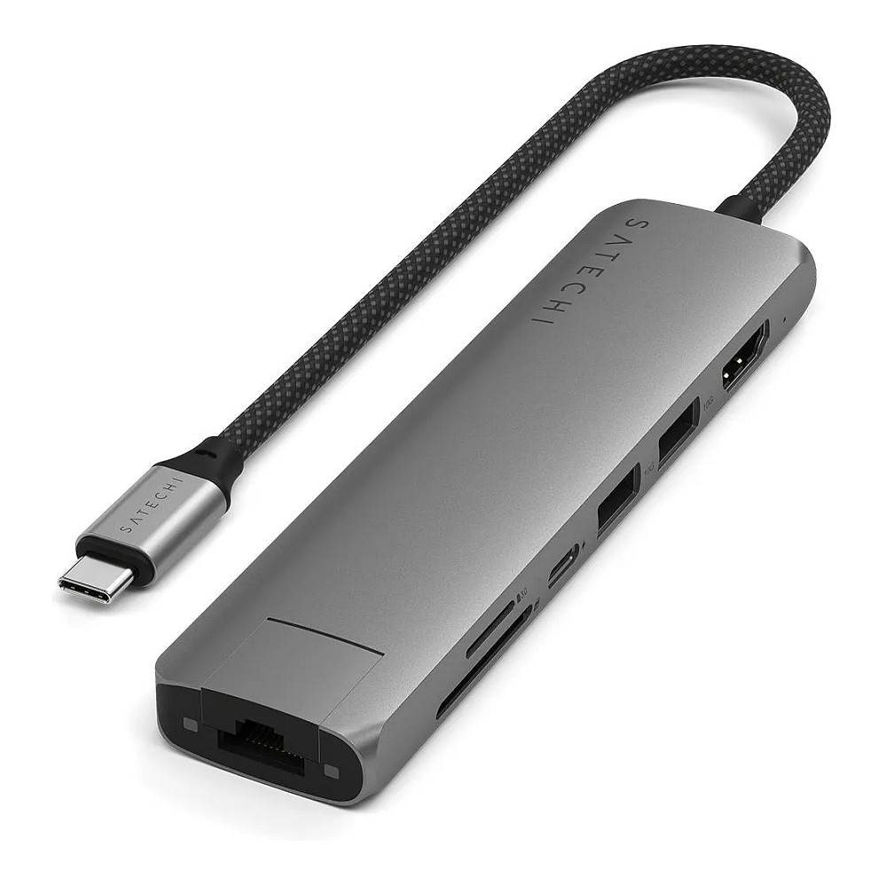 Satechi USB-C Slim Multi-Port Hub (7 in 1 Adapter), Space Grau Zubehör Notebooks