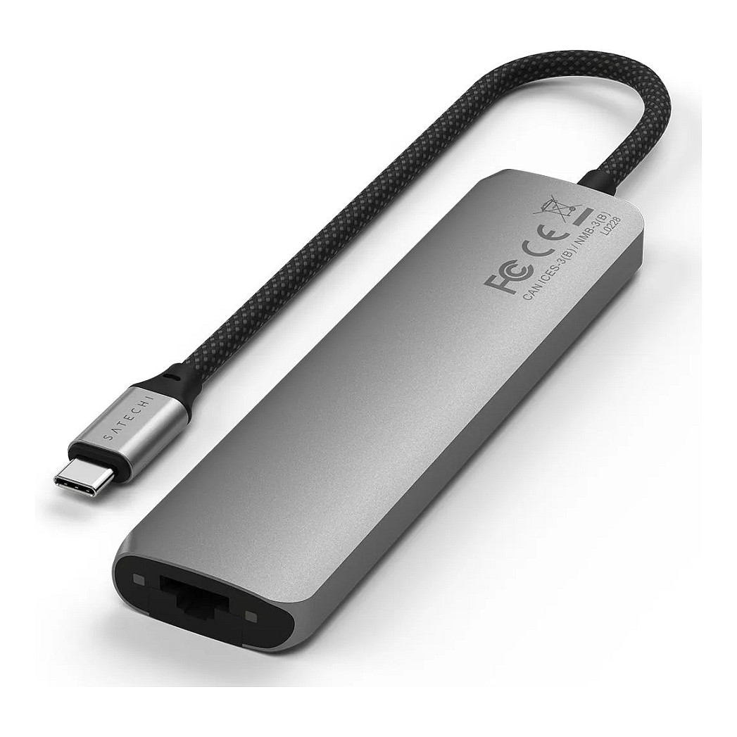 Satechi USB-C Slim Multi-Port Hub (7 in 1 Adapter), Space Grau