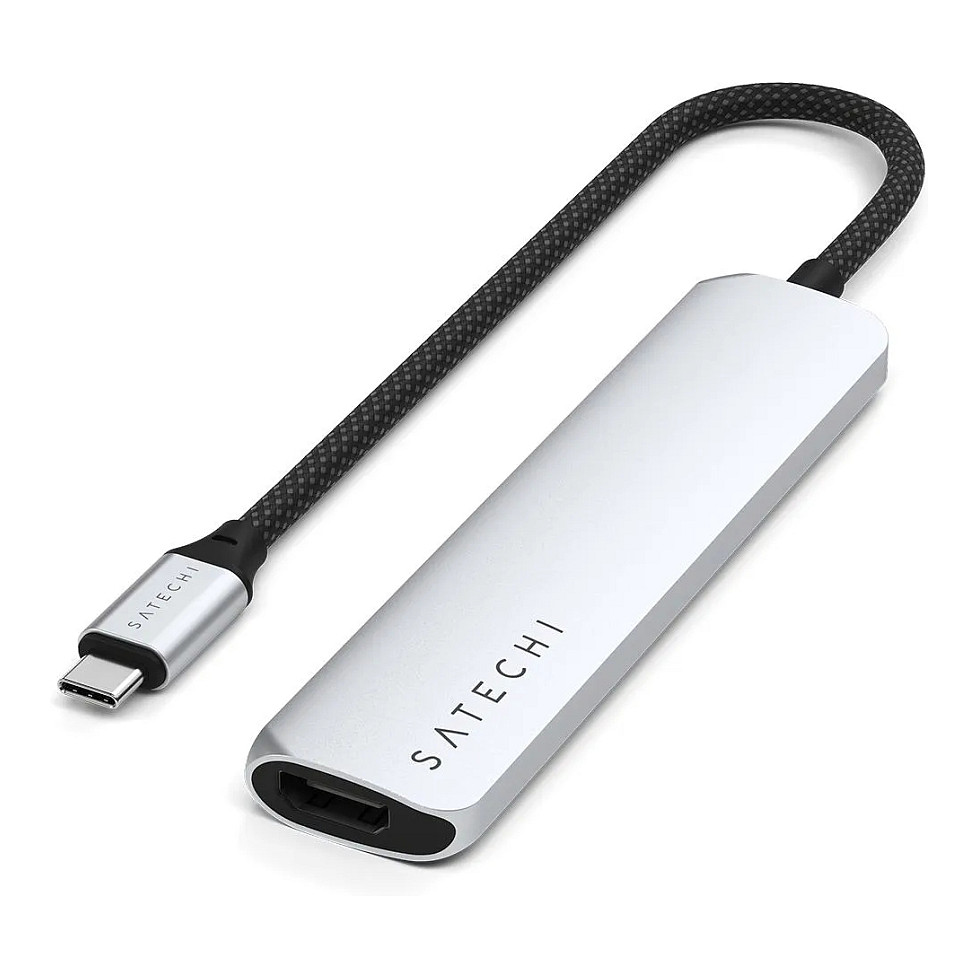Satechi USB-C Slim Multi-Port Hub (6 in 1 Adapter), Silber, ST-P6SS Zubehör Notebooks