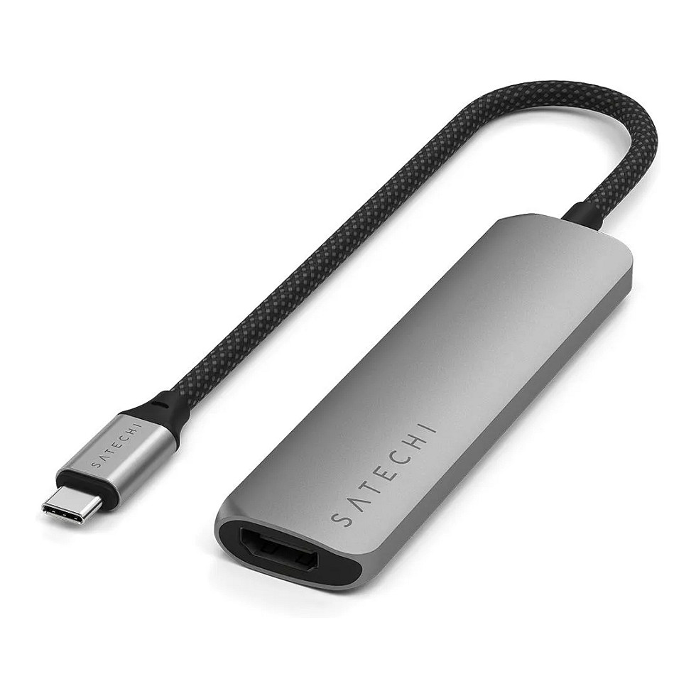 Satechi USB-C Slim Multi-Port Hub (4 in 1 Adapter), Space Grau, ST-P4SM Zubehör Notebooks