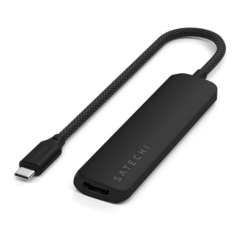 Satechi USB-C Slim Multi-Port Hub (4 in 1 Adapter), Schwarz, ST-P4SK Zubehör Notebooks