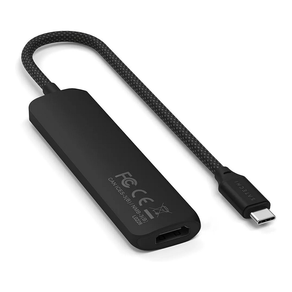 Satechi USB-C Slim Multi-Port Hub (4 in 1 Adapter), Schwarz, ST-P4SK