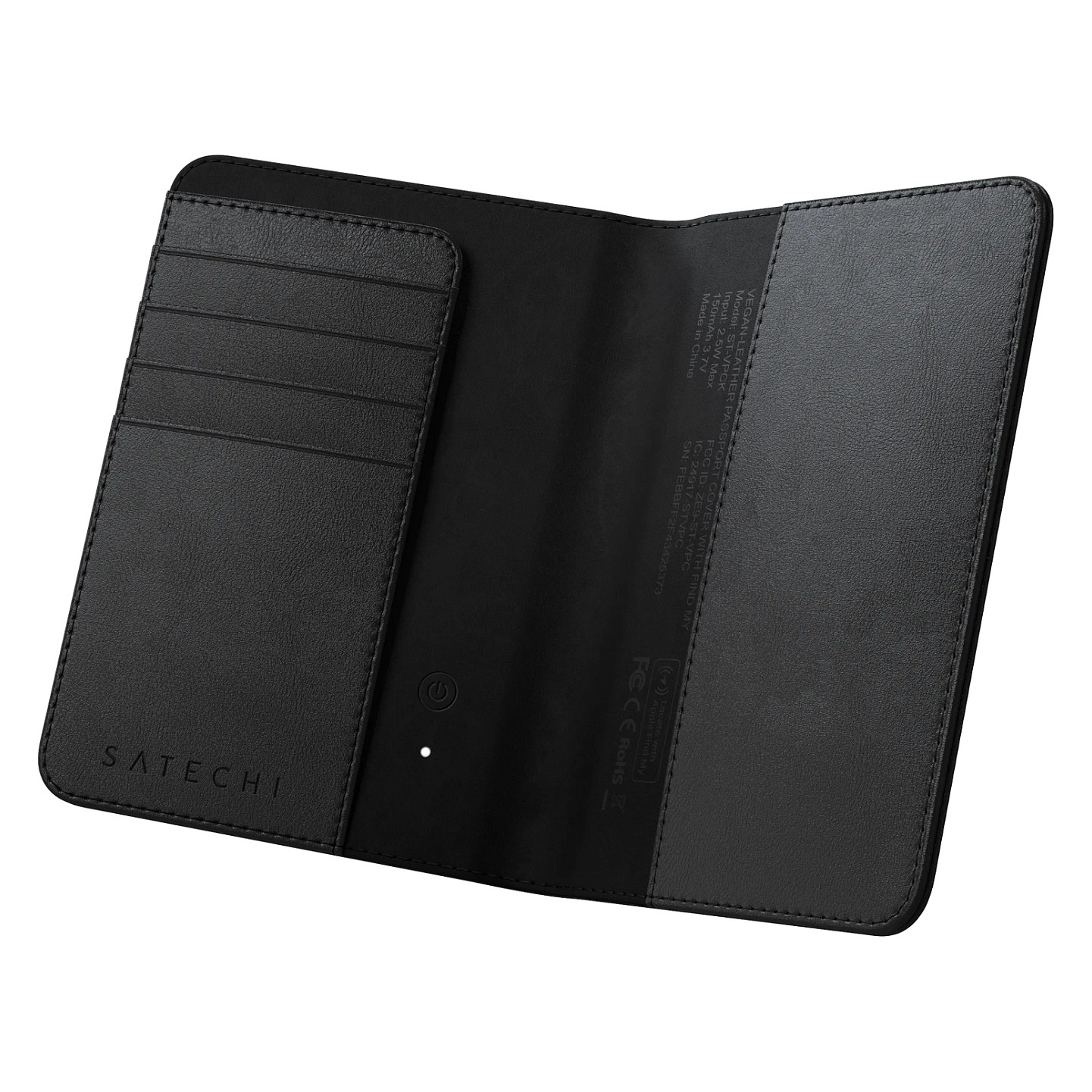 Vegan-Leather Passport Wallet with Find My Black Smartphone Zubehör