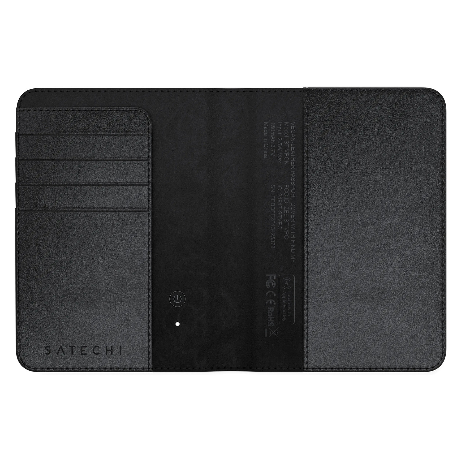 Vegan-Leather Passport Wallet with Find My Black