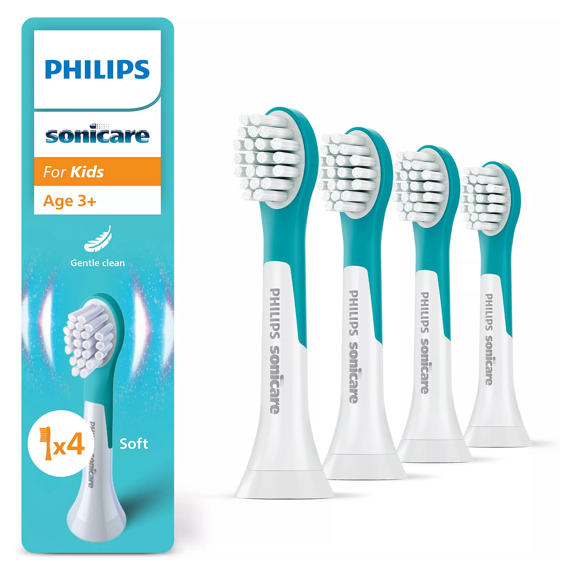Aufsteckzahnbrste HX6034/90 / Sonicare For Kids 3+ 4-Pack Blau/Wei Körperpflege