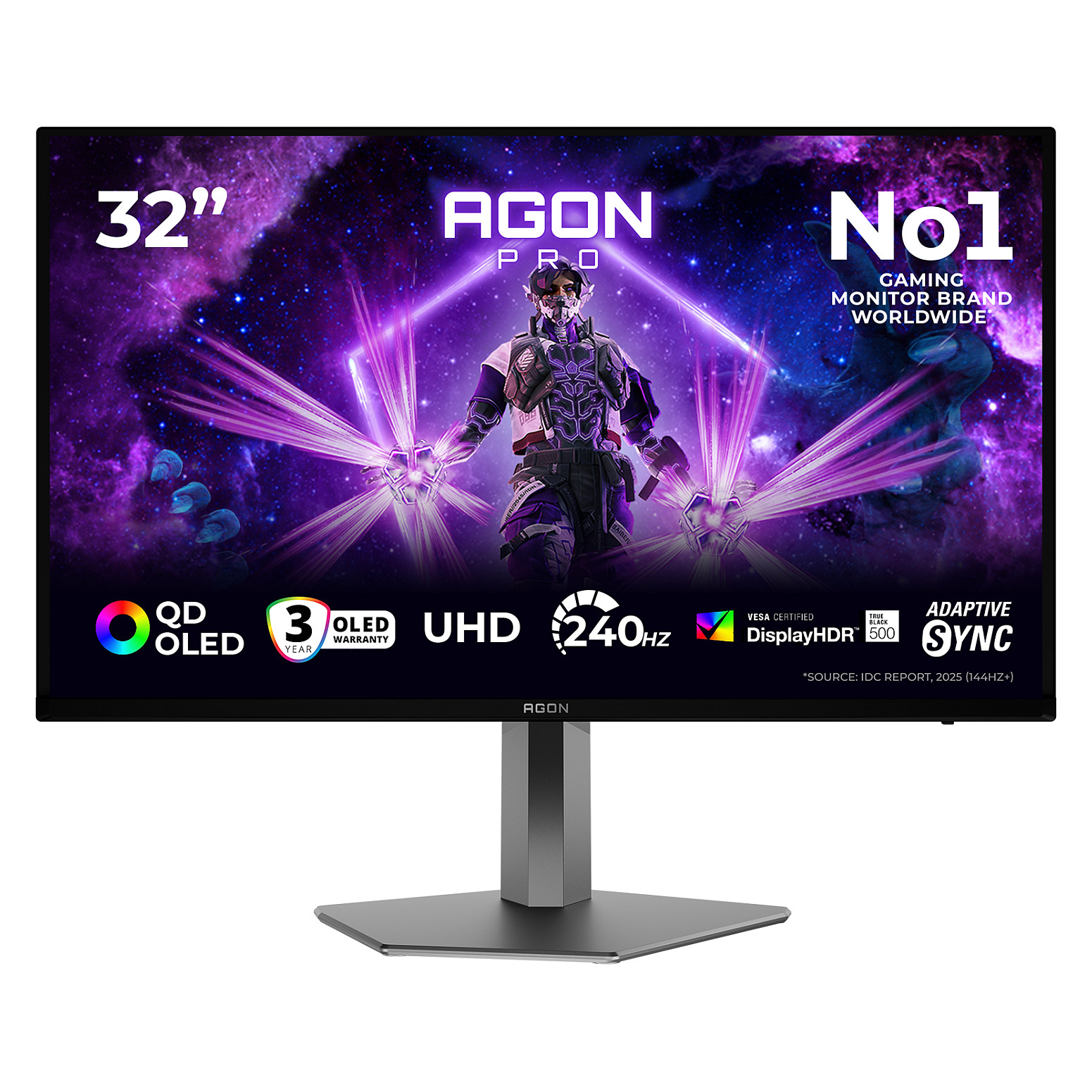 80 cm (31.5"") 3840 x 2160 Pixel AOC AG326UZD2 16:9 4K Ultra HD OLED 0,03 ms 240 Hz HDR DisplayPort HDMI USB-Hub Pivot Height VESA Speaker