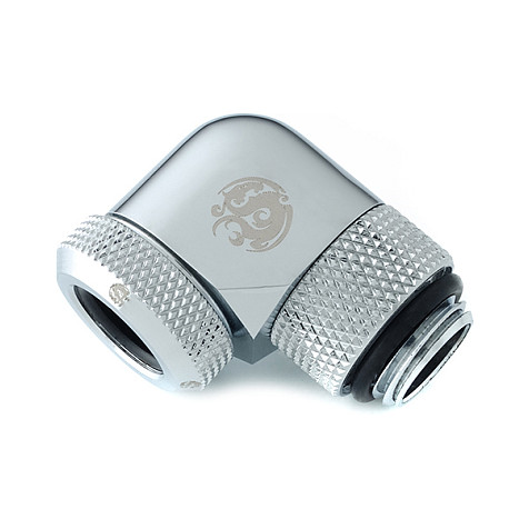 Bitspower Multi-Link Adapter Anschluss 90 Grad G1/4 Zoll AG auf 12mm AD Hardtube - drehbar, silber Gehäusezubehör