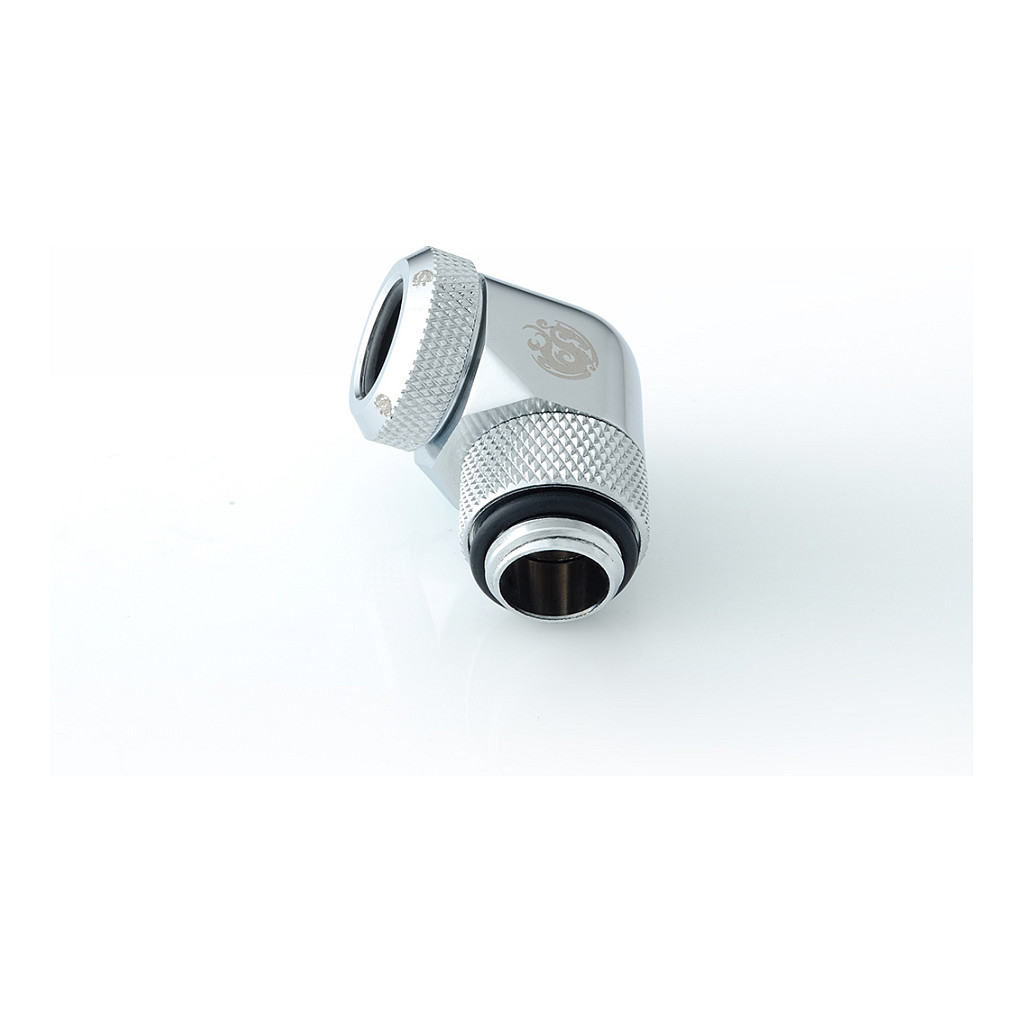 Bitspower Multi-Link Adapter Anschluss 90 Grad G1/4 Zoll AG auf 12mm AD Hardtube - drehbar, silber