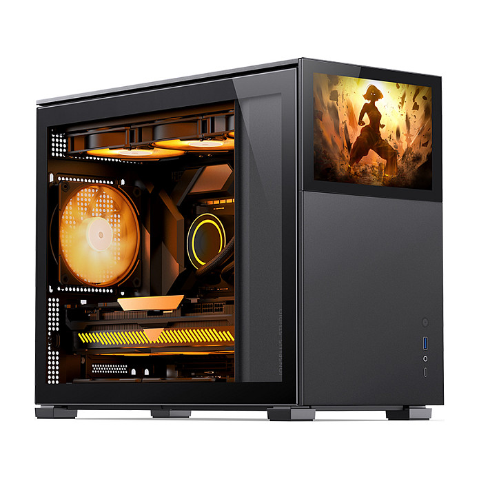 Jonsbo D31 Screen Micro-ATX Gehäuse, Tempered Glass - schwarz