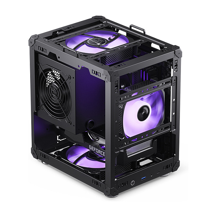 Jonsbo C6 PC-Gehäuse, Mini-Tower, Micro-ATX, mit Tragegriff - schwarz