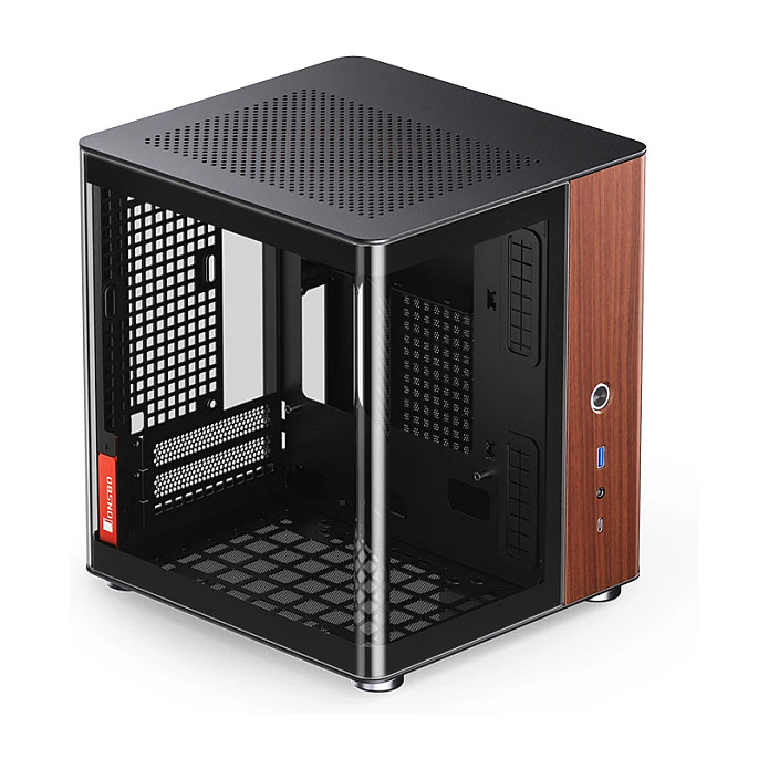Jonsbo TK-0 PC Gehäuse, Mini-Tower, Mini-ITX, Tempered Glass, Holz - schwarz