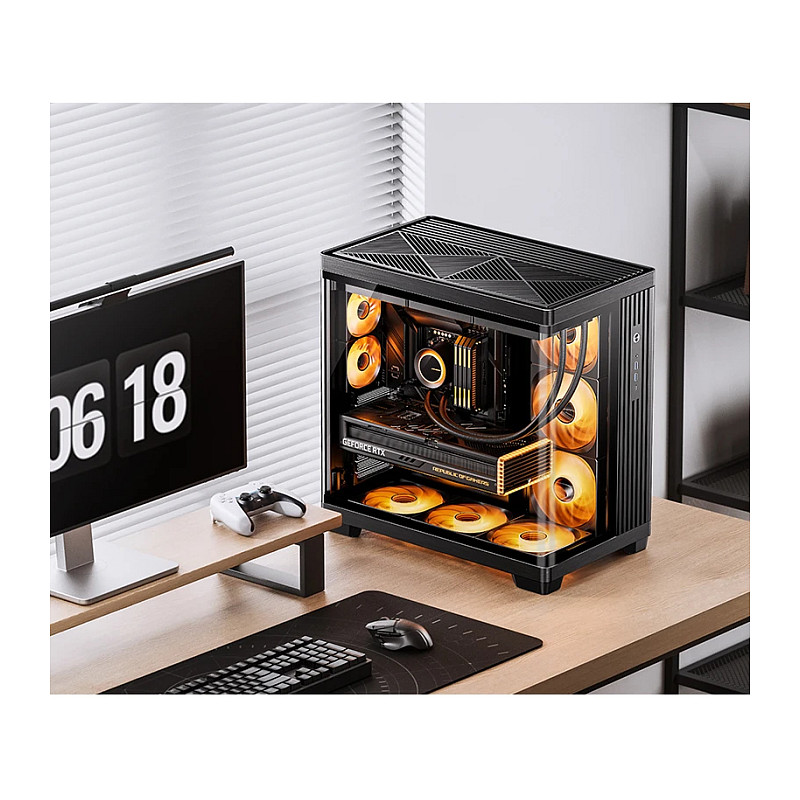 Jonsbo TK-4 Gehäuse, Midi-Tower, ATX, Tempered Glass - schwarz