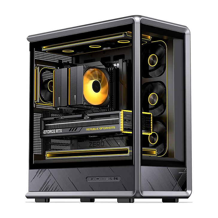 Jonsbo D401 PC-Gehäuse, Midi Tower, ATX, Tempered Glass - schwarz
