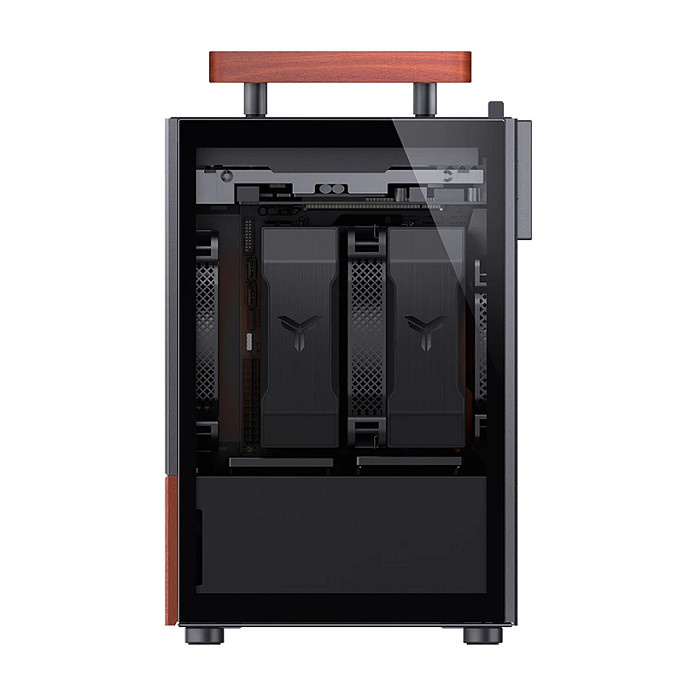 Jonsbo T6 PC Gehäuse, Mini-Tower, Mini-ITX, Tempered Glass, Holz - schwarz
