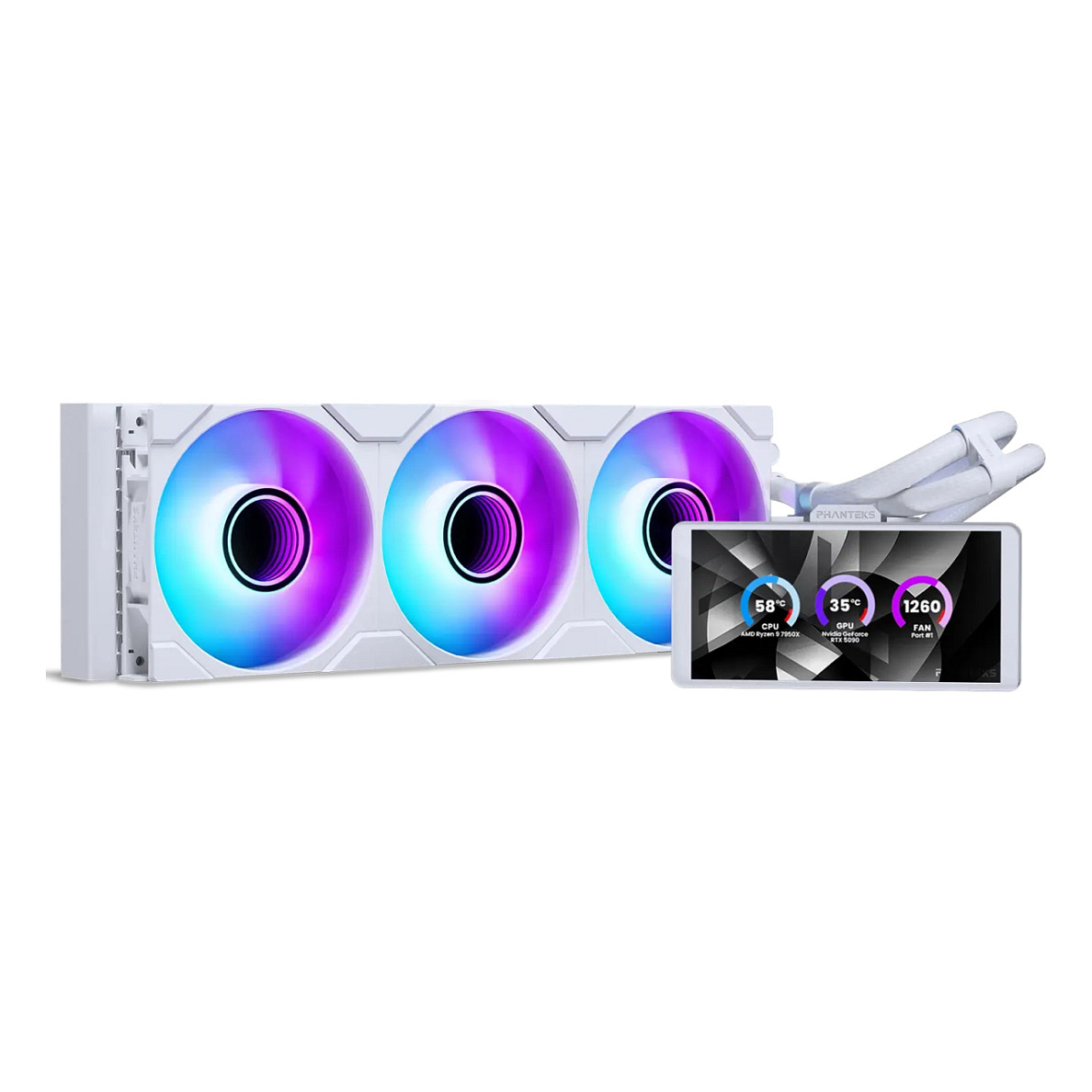 K PHANTEKS Glacier One 360M25 LCD AiO-Wasserkühlung, 6-Pouces-Display - 360mm, weiß