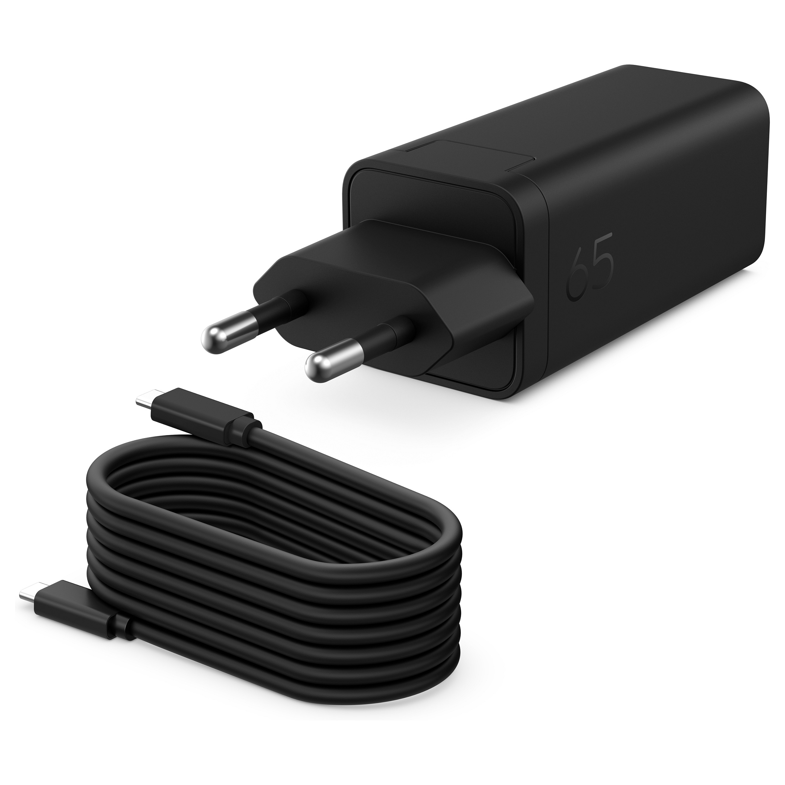 N HP USB-C 65W GaN Ladegerät Schwarz, inkl. 2m USB-C Kabel, Power Delivery (PD) 3.0
