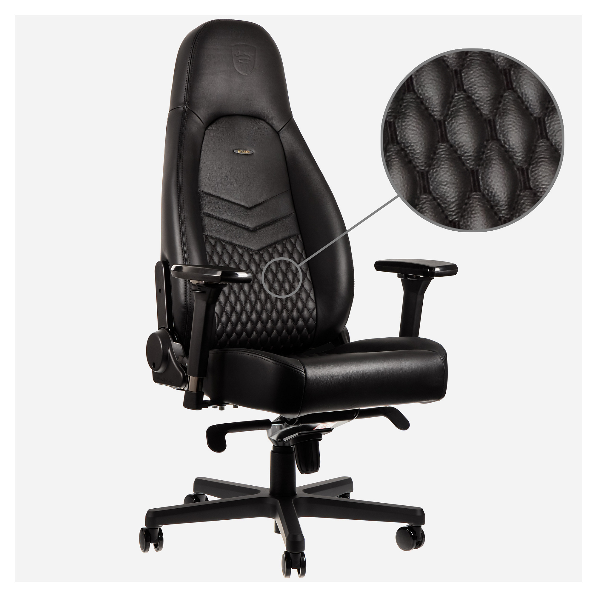 noblechairs ICON Echtleder Gaming Stuhl - schwarz/schwarz