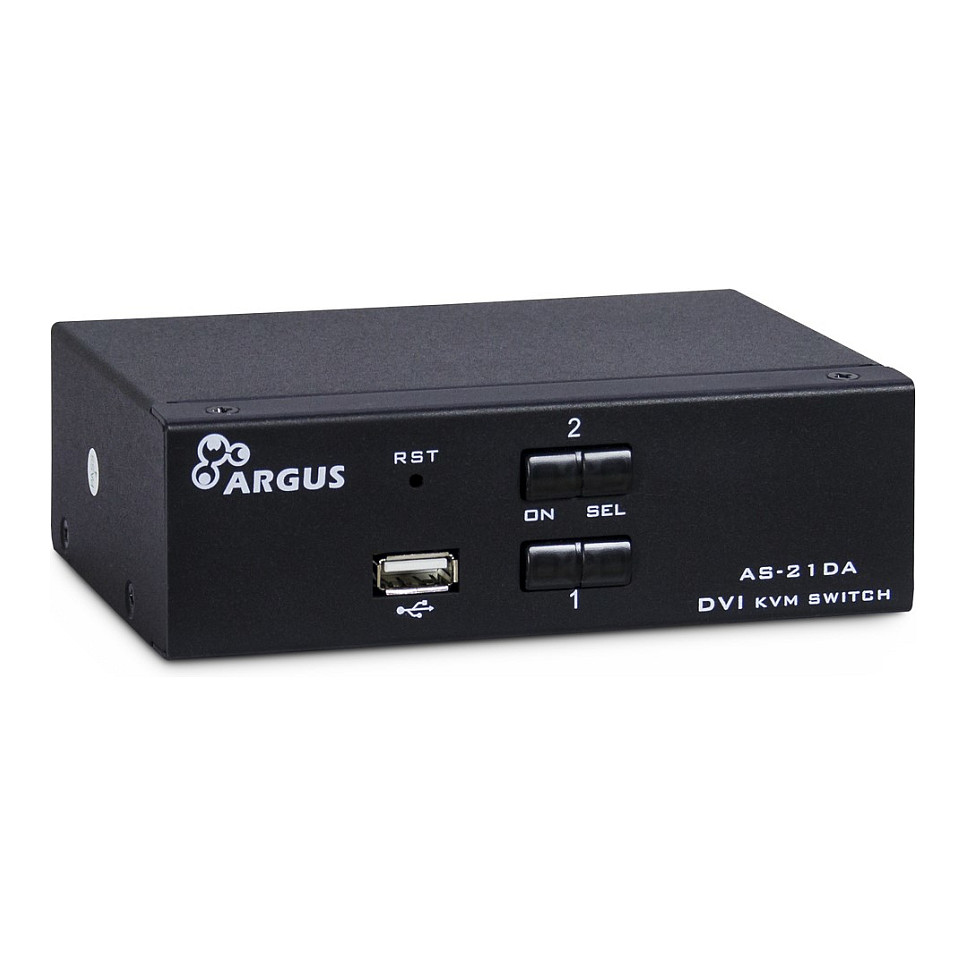 Inter-Tech KVM Switch AS-21DA DVI, 2 Port, Metall, Front US