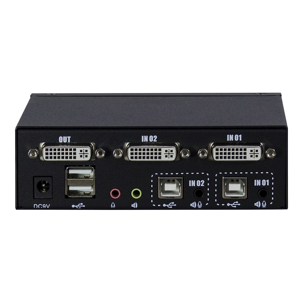 Inter-Tech KVM Switch AS-21DA DVI, 2 Port, Metall, Front US