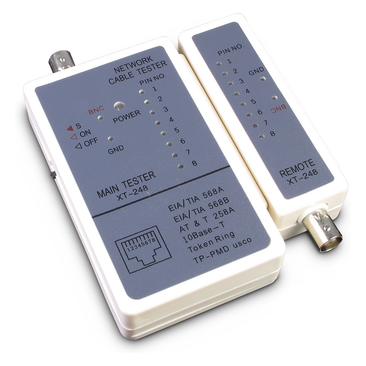Inter-Tech Kabeltester für 10Base-T u.-2,RJ45,RJ11,258A