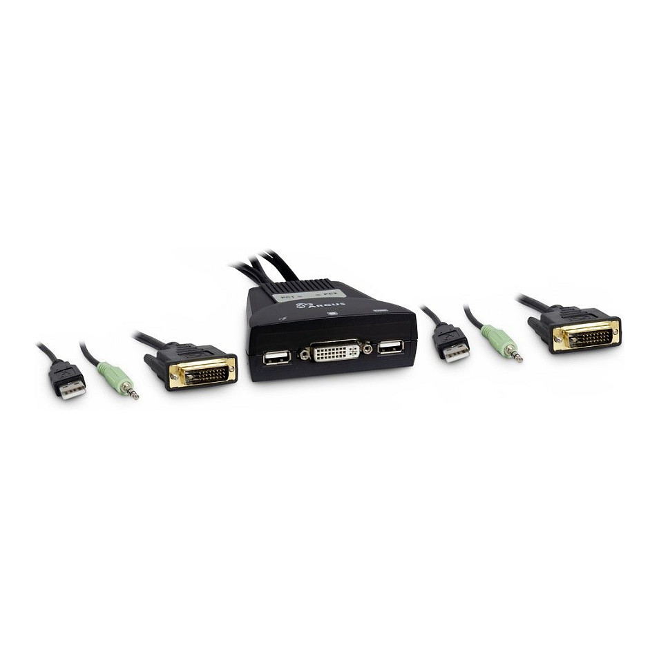 Inter-Tech KVM Switch LS-21DA DVI, 2 Port, Kunststoff