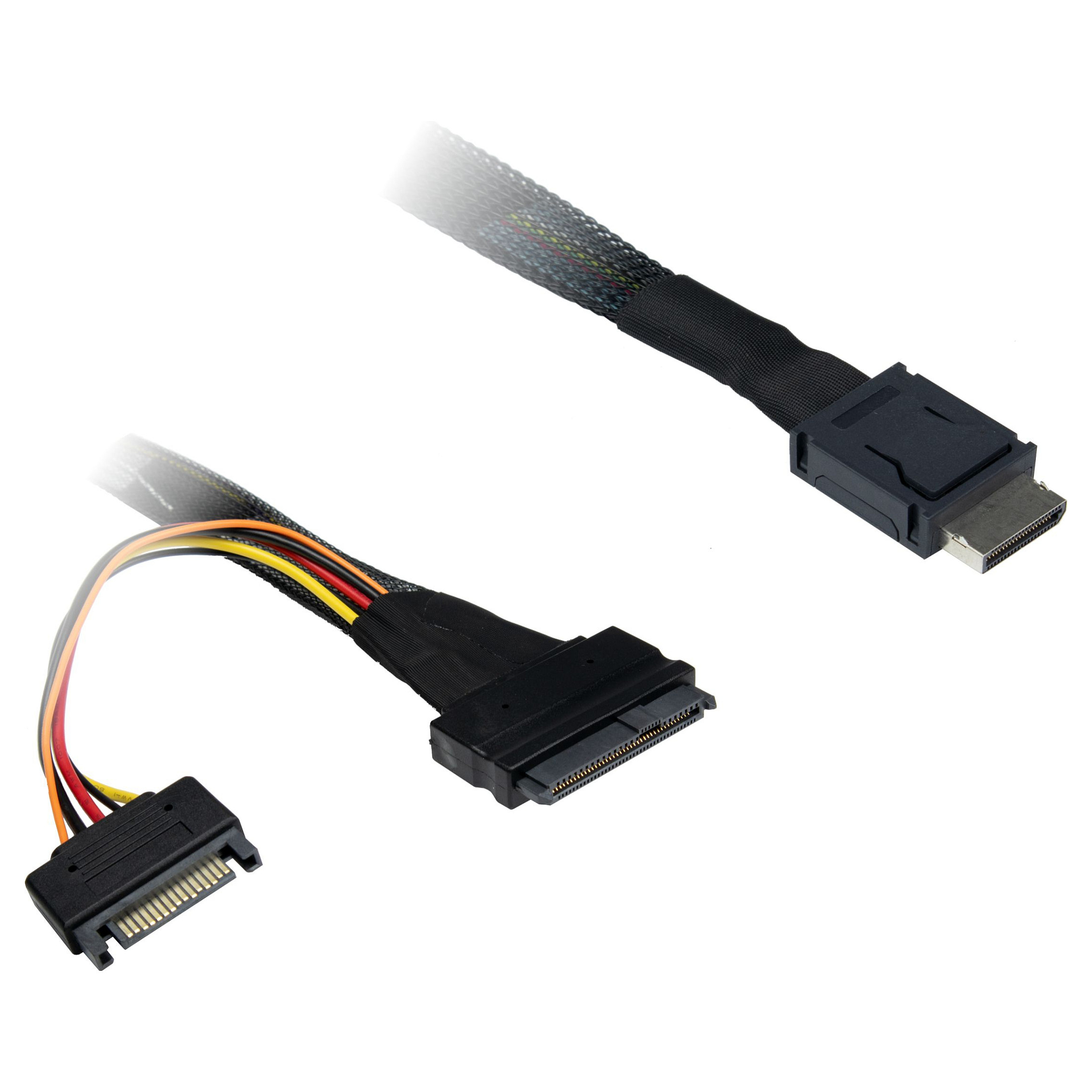 Inter-Tech Kabel SFF 8611-4i - SFF 8639, SATA Power 0,75m