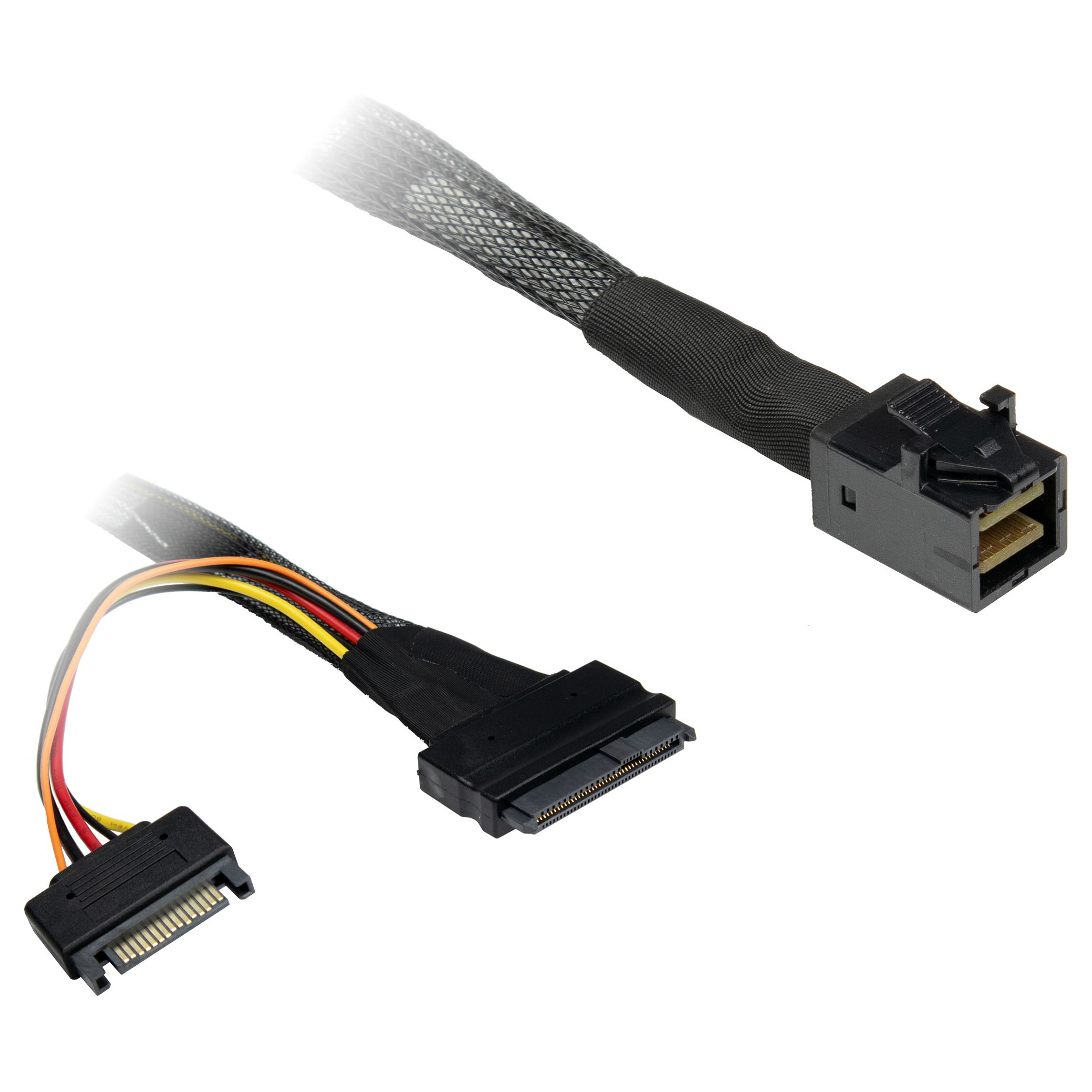 Inter-Tech Kabel SFF 8643 - SFF 8639, SATA Power 0,75m