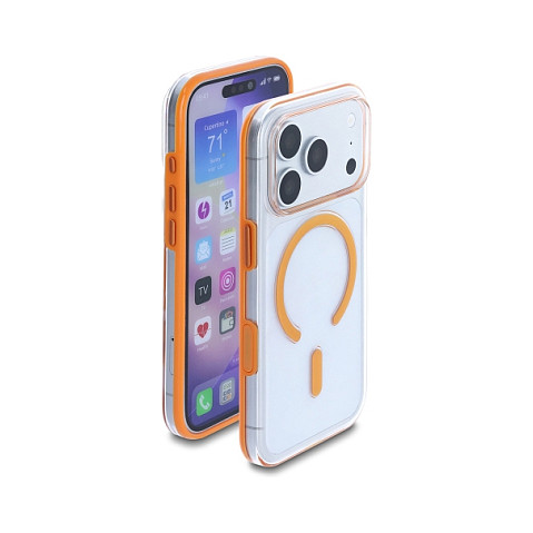 Delock Schutzhülle für iPhone 17 Pro kompatibel mit MagSafe transparent-orange
