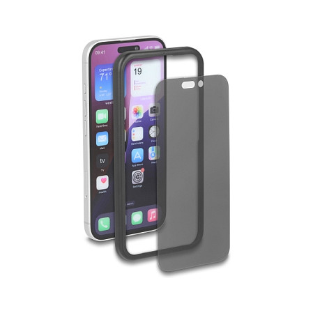 Delock Schutzfolie für iPhone 17 Pro mit Sichtschutz aus gehärtetem Glas Anti Spy 4 Wege Blickschutz mit Installationshilfe