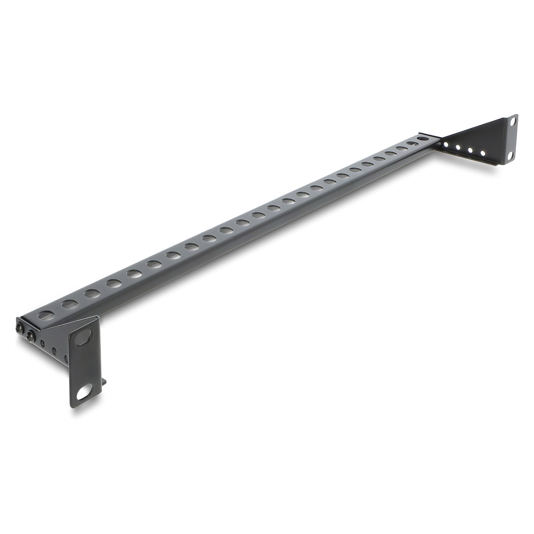 19"" 1 HE Kabelmanagement Panel / Kabelabfangschiene tiefenverstellbar 40 - 90 mm schwarz