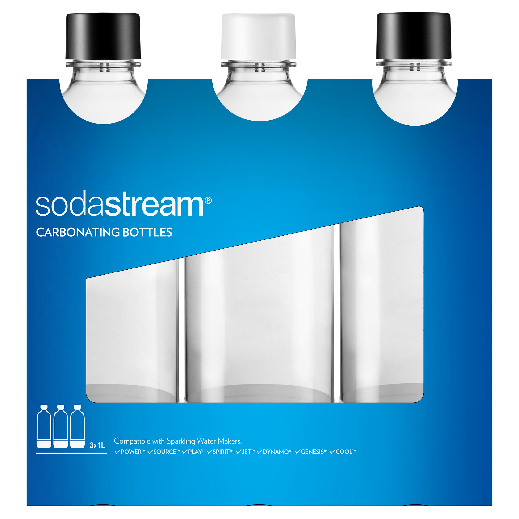 SodaStream Wasserflasche STANDARD, Kunstoff, multi, 3er Pack (3x1 Liter) Haushaltskleingeräte
