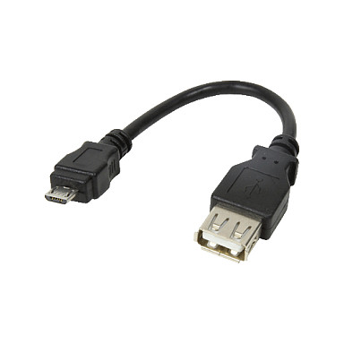 USB 2.0 adapter, Micro-USB/M to A/F, 480 Mbps, 2.5W, black, 0.1 m