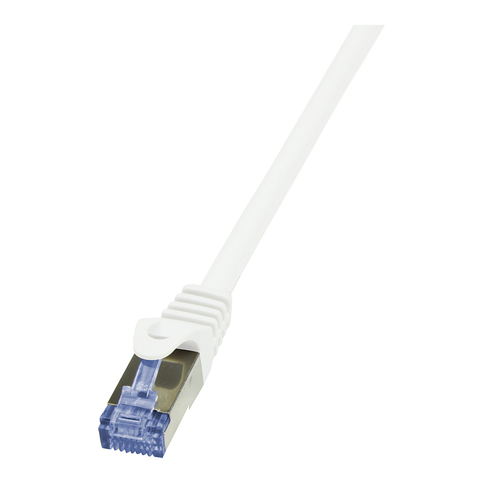 CQ3081S RJ45 Netzwerkkabel Patchkabel cat 6a s ftp 750 m Weiß Flammwidrig mit Rastnasens - Logilink