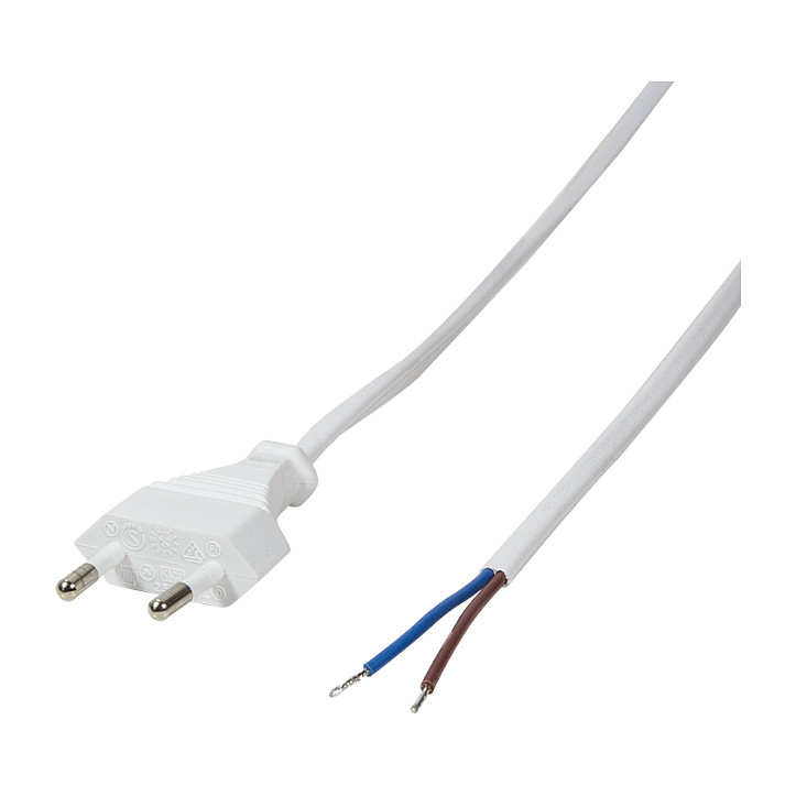 Power cable, CEE 7/16 to open end, white, 1.5 m