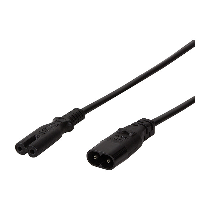 Strom Verlängerungskabel [1x Kleingeräte-Stecker C8 - 1x Kleingeräte-Buchse C7] 200 m Schw - Logilink